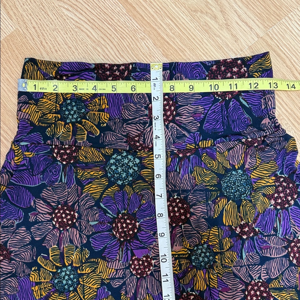 LuLaRoe Azure Skirt Small Purple Yellow Floral A Line Stretch - Picture 2 of 6